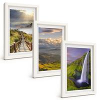 BILDER SET 3er Set - 20x30 cm Weißer Rahmen - Berglandschaften Wasserfall - Weiß, Kunststoff (20/30cm) - TULUP