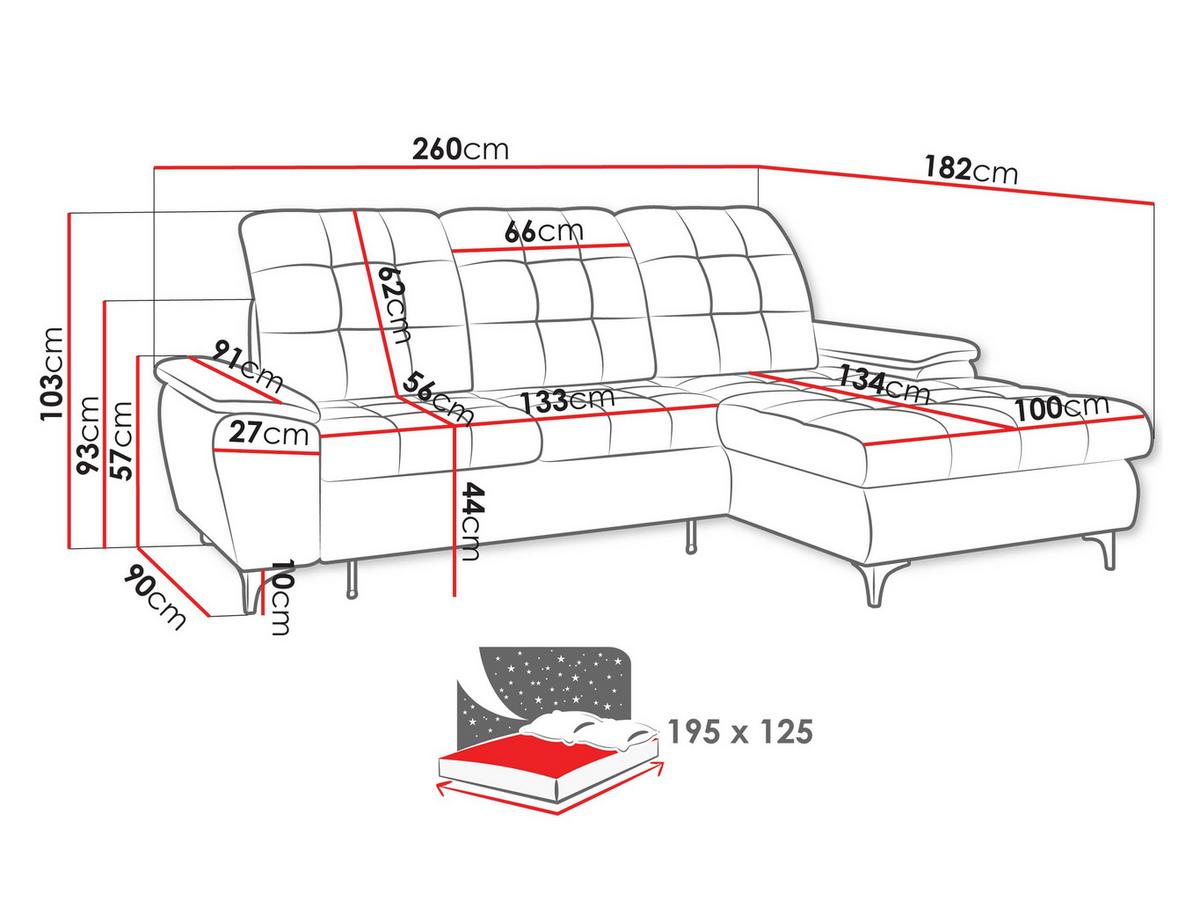 ECKSOFA Crystal, Seite: Links - Beige/Schwarz, Holz/Textil (260/182cm) - MIRJAN24