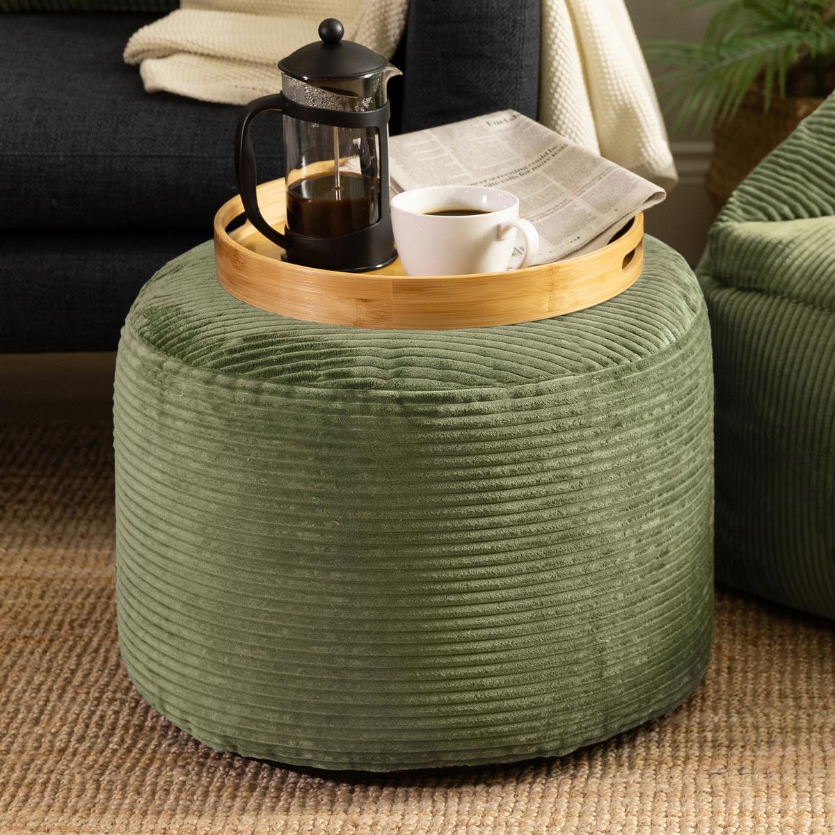 SITZPOUF Rund Milano - Salbeigrün, Textil (55/35/55cm) - icon
