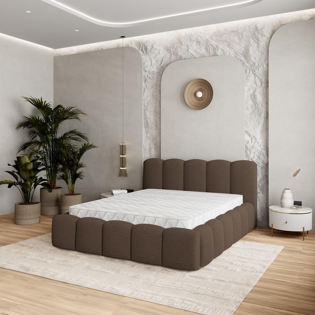 POLSTERBETT FALINA 160x200 cm mit Bettkästen - Braun - Braun, Holz (160/200cm) - MASSENO