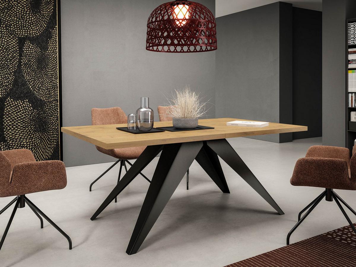 TISCH Vento 100 Ausziehbarer - Schwarz/Naturfarben, Holzwerkstoff/Metall (80/140/76cm) - MIRJAN24