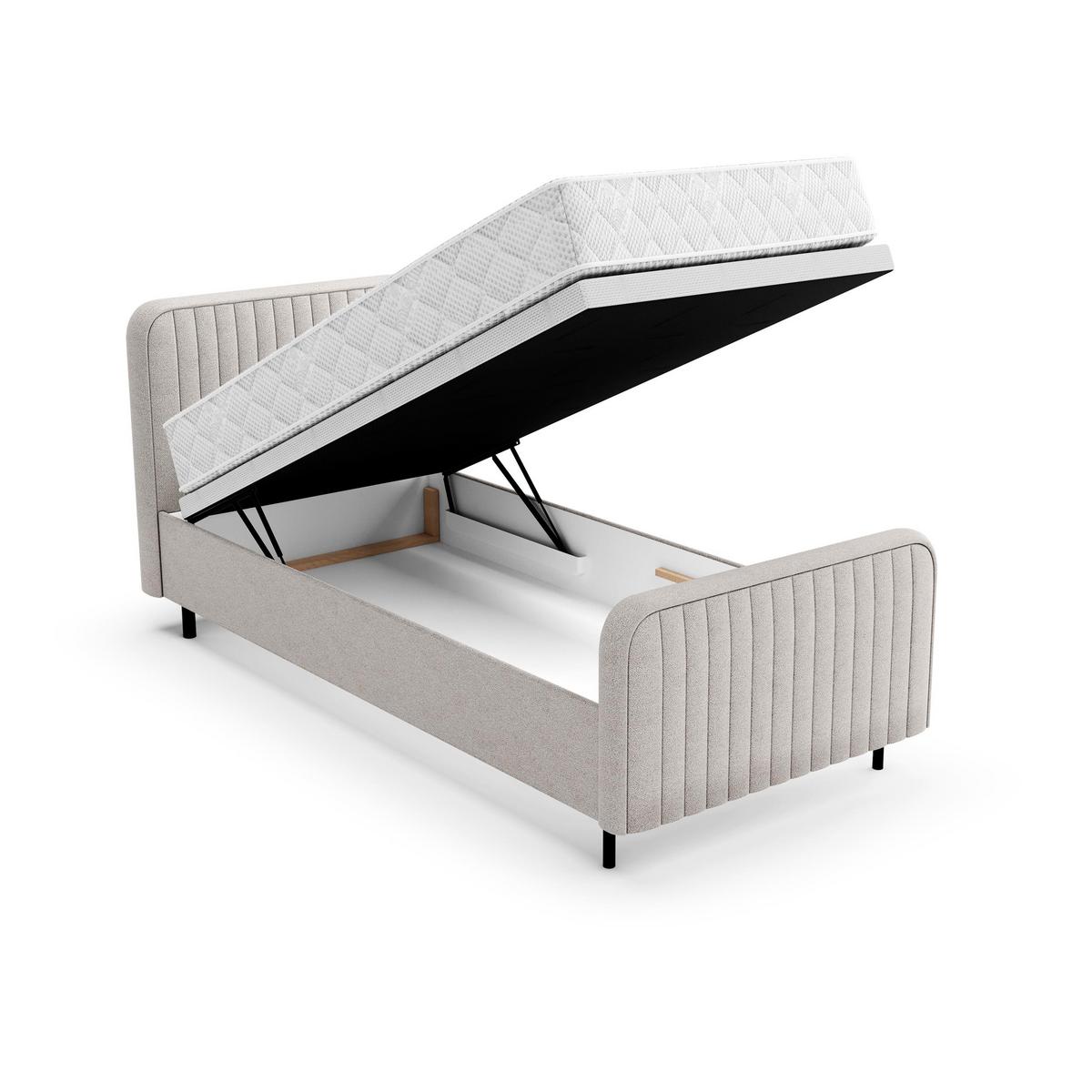 POLSTERBETT Lami 90x200, Einzelbett mit Bettkasten und Taschenfedernmatratze 20 cm, Beige - Beige/Schwarz, Textil/Metall (90/200cm) - Beautysofa