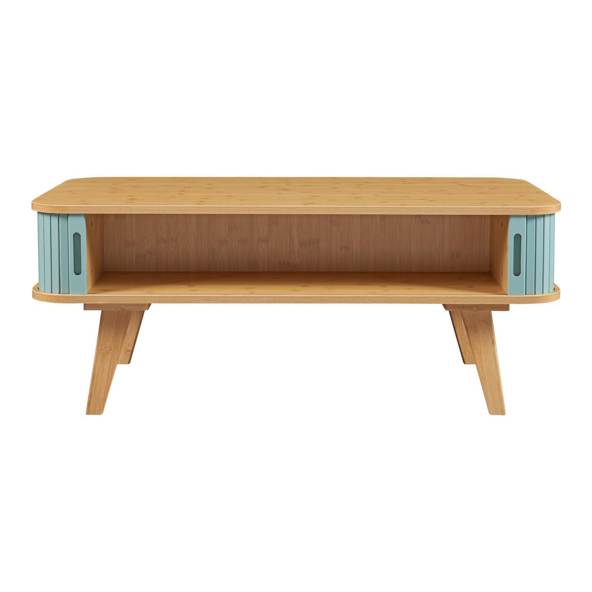 COUCHTICH Tysvær 100/50/40 cm - Blau/Naturfarben, Holz/Holzwerkstoff (50/100/40cm) - [en.casa]