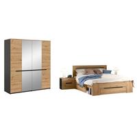 SCHLAFZIMMER Eiche Artisan, grau 4-teilig, Komplettset mit viel Stauraum - Eiche Artisan/Grau, Glas/Holzwerkstoff - Inn.Furn
