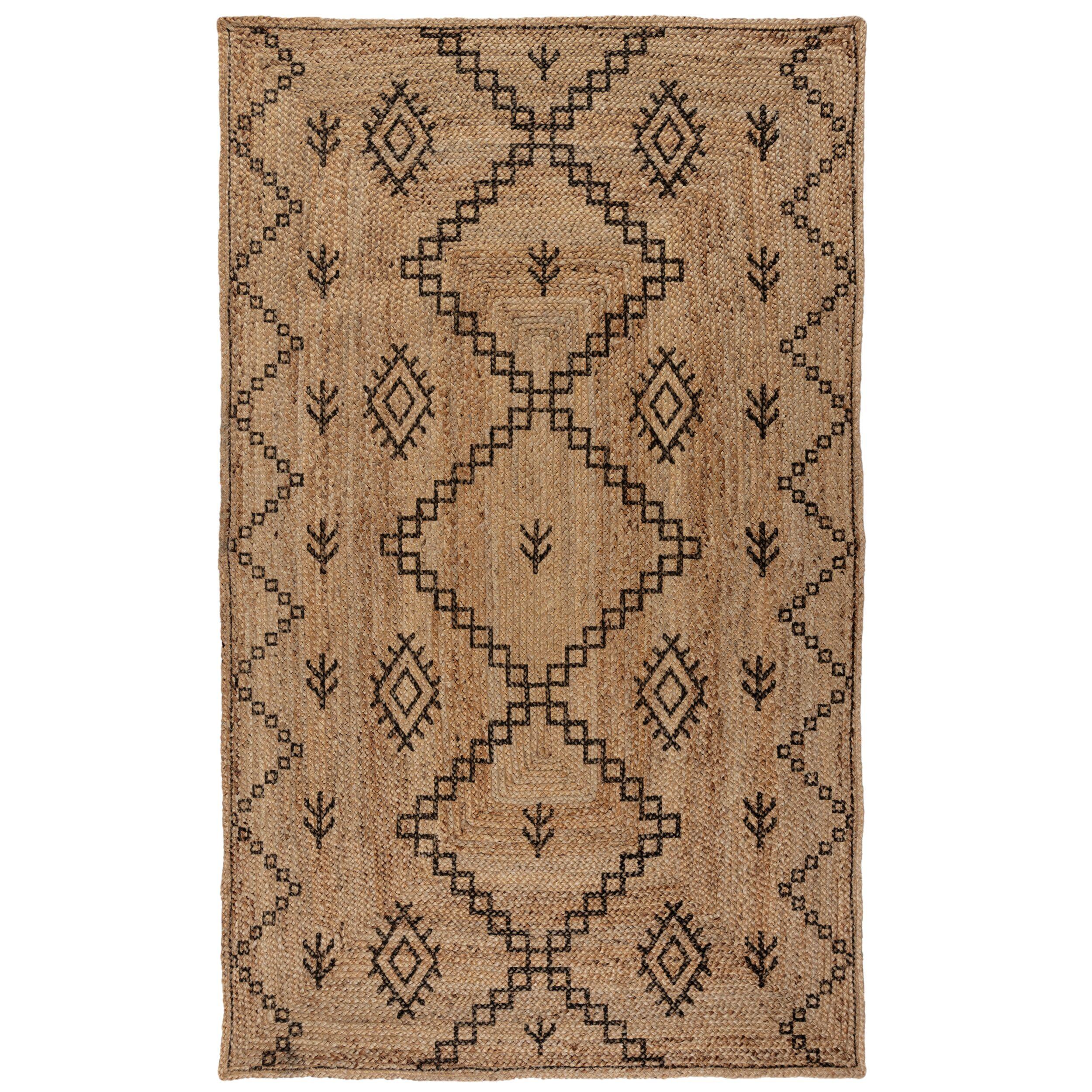 JUTETEPPICH handgewebt NEATH, geometrisch-abstrakt, Braun-Schwarz, 200 x 290 cm - Braun, Naturmaterialien (200/290cm) - KADIMA DESIGN