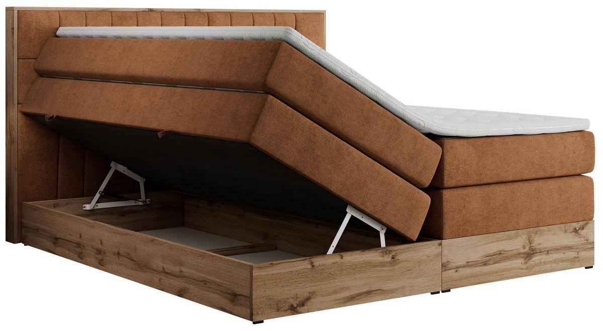 BOXSPRINGBETT AMORE KING 200/200 Orange Struktur - H4 - Orange, Holz/Textil (200/200cm) - MKS