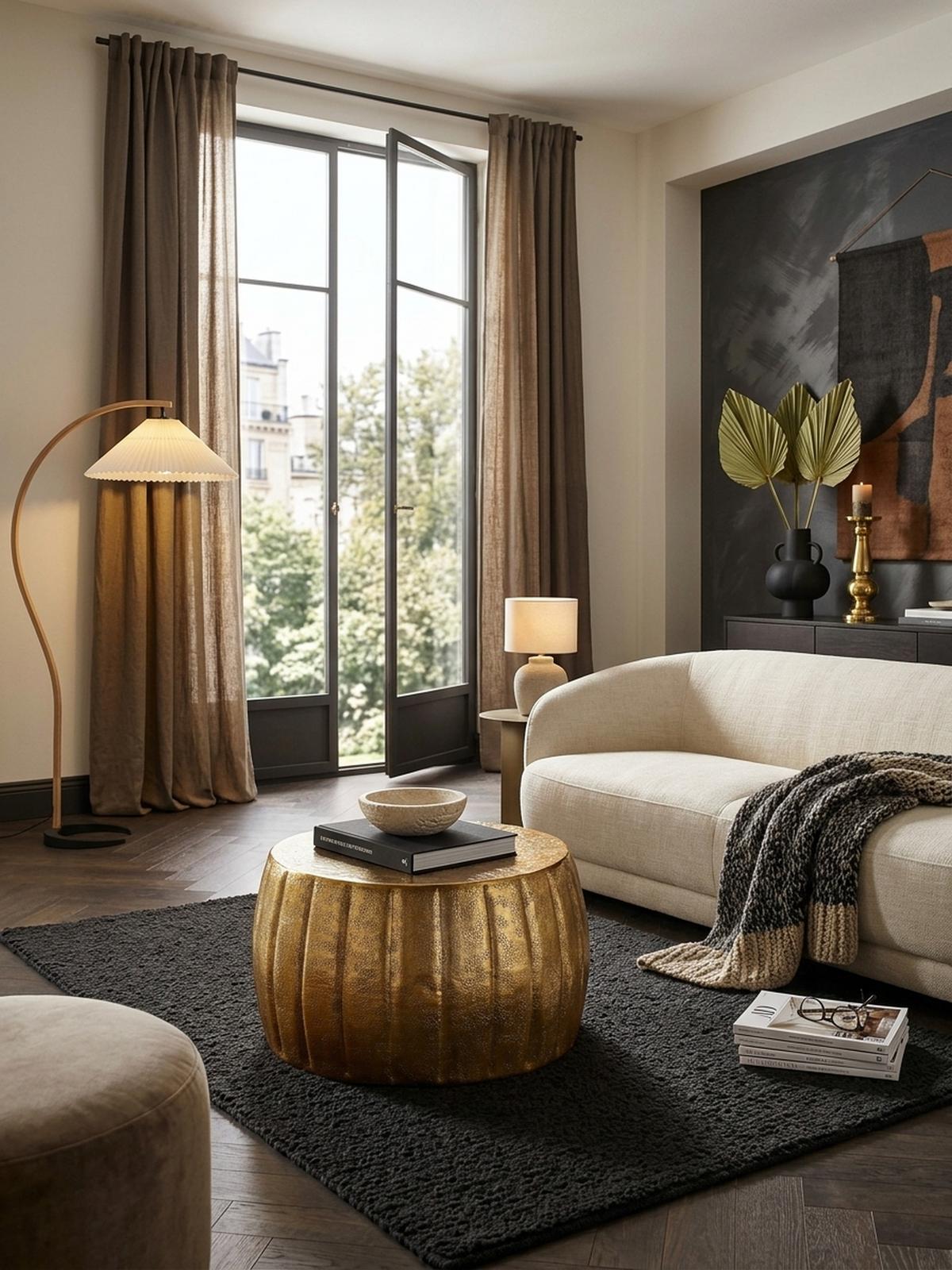 COUCHTISCH LIMENTRA im orientalischen Stil aus strukturiertem Aluminium, Gold 60x60x36 cm - Goldfarben, Metall (60/60/36cm) - KADIMA DESIGN