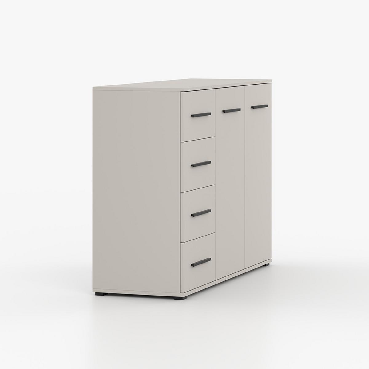 KOMMODE FRIDA 01 KK 135 cm Kaschmir/Kaschmir, vier Schubladen, zwei Drehtüren, schwarze Griffe - Kaschmir/Schwarz, Holzwerkstoff/Kunststoff (135/96/45cm) - imoebel24