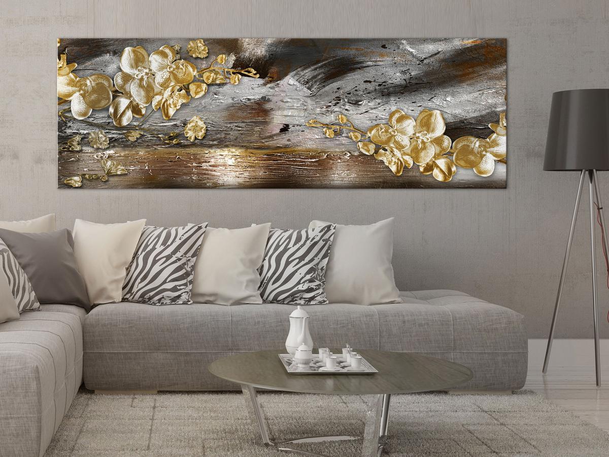 KUNSTDRUCK Gold 135/45 cm - Silberfarben/Goldfarben, Textil (135/45cm) - KUNSTLOFT