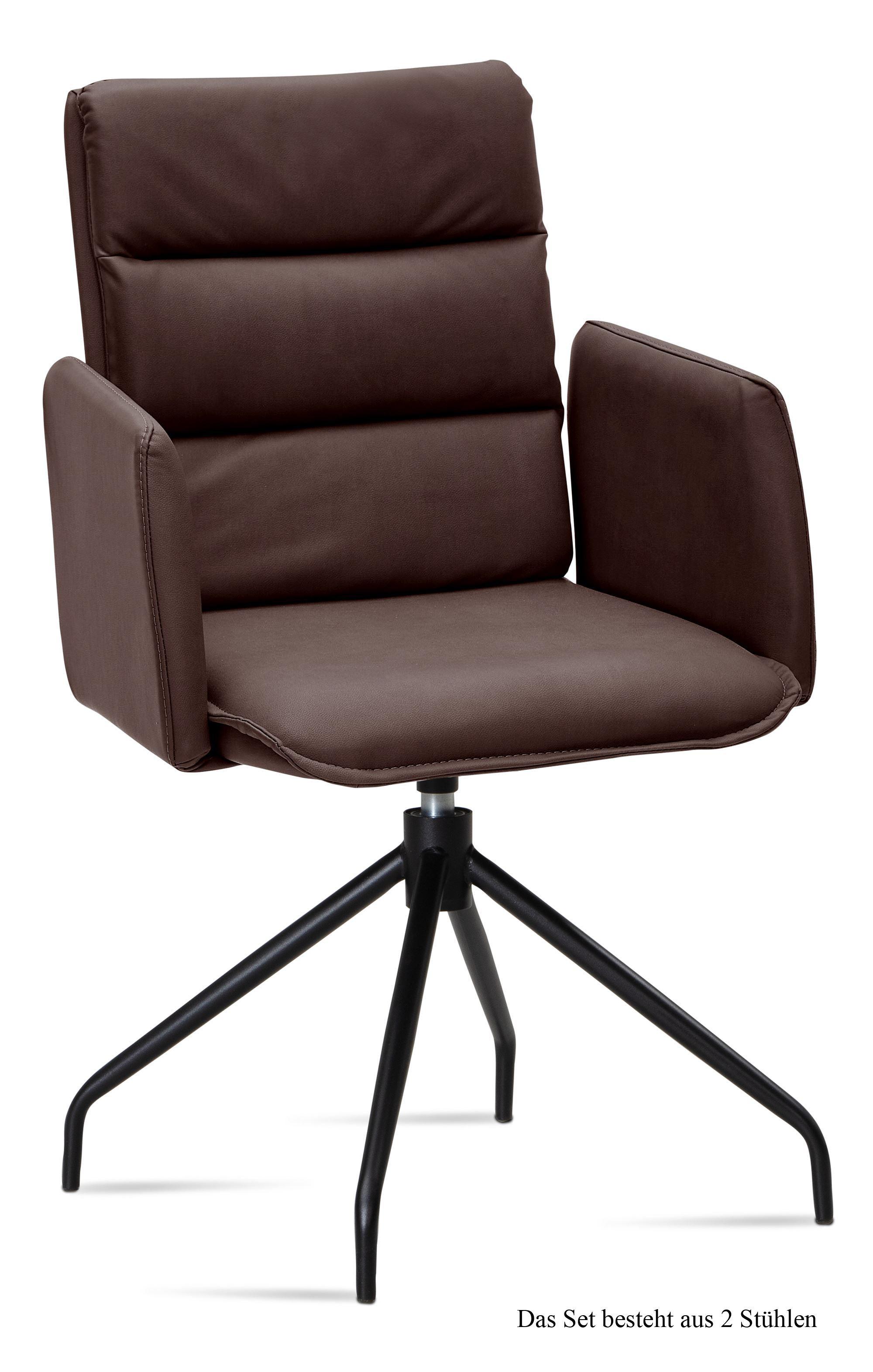ARMLEHNSTUHL drehbar (2er-Set) Donica 52x92x60 Schwarz/Braun - Schwarz/Braun, Kunststoff (60/92/52cm) - 58aufmkessel