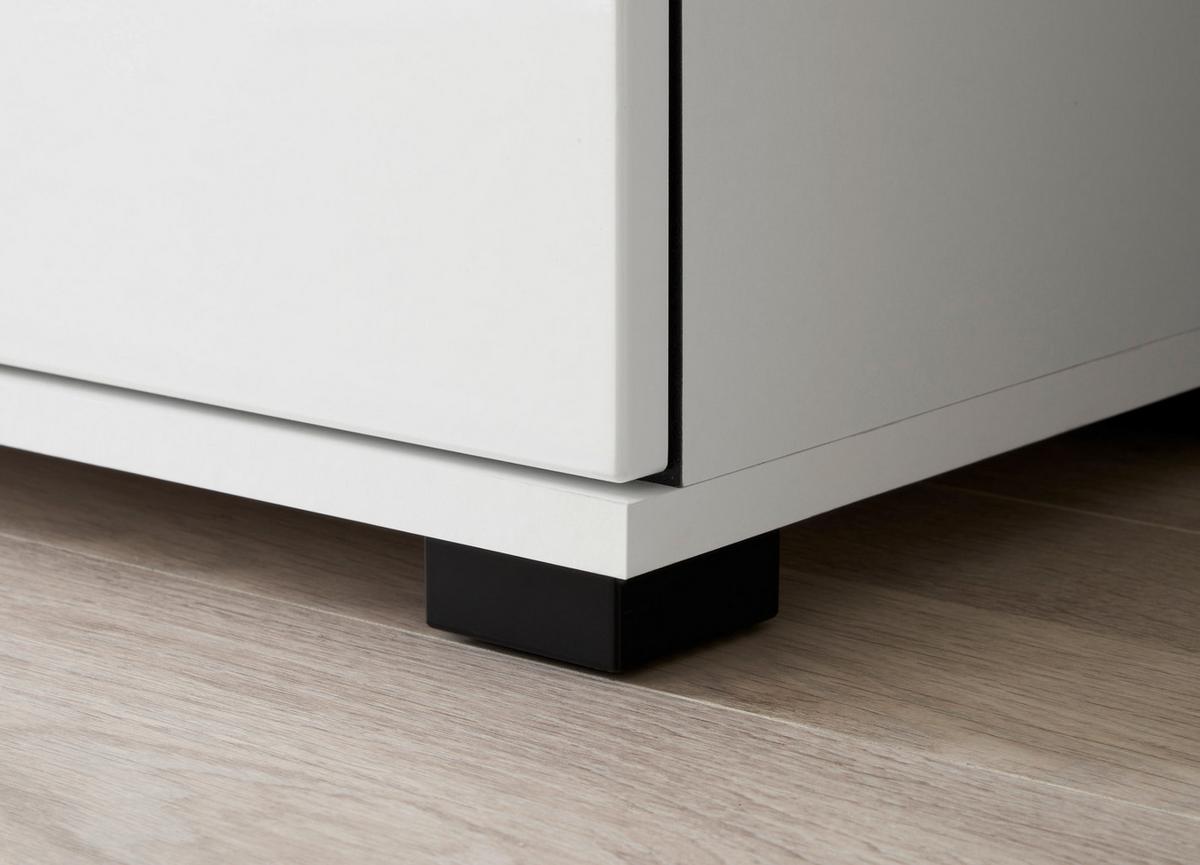 SCHUHSCHRANK weiß Hochglanz 50 x 200 cm, Stauraumschrank mit 6 Fächern - Weiß Hochglanz/Schwarz, Holzwerkstoff/Kunststoff (50/200/39cm) - Furn.Design
