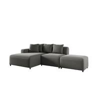 ECKSOFA Megan Xs In Stoff Salvador - Grau, Holzwerkstoff/Textil (304/165cm) - Fun Möbel