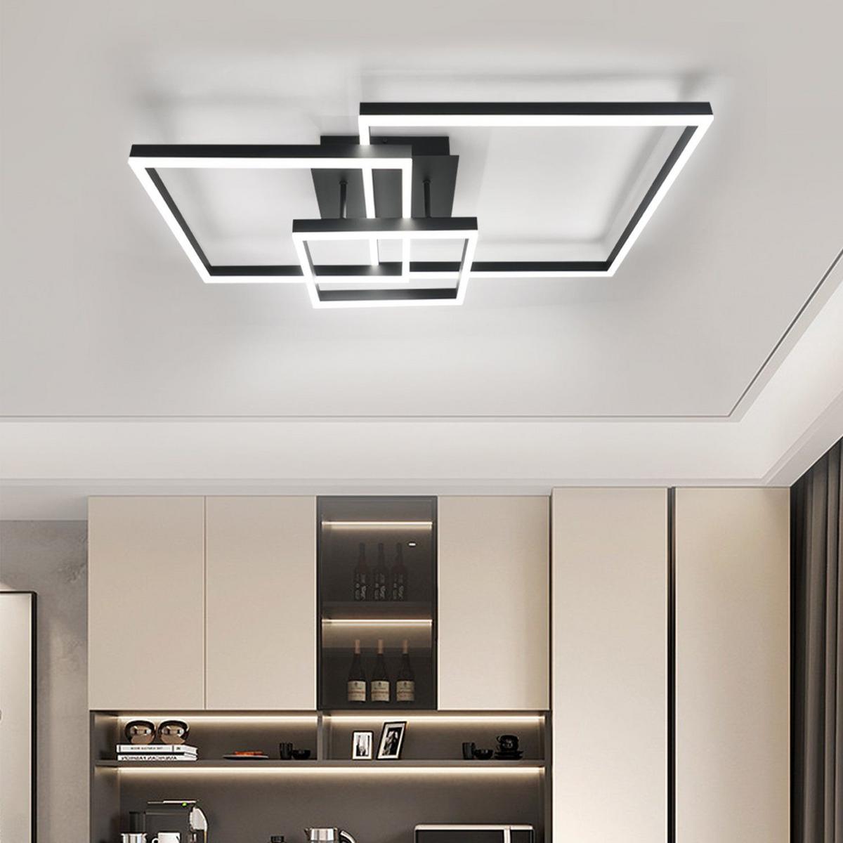 LED-DECKENLEUCHTE Lais 82/58/16 cm - Schwarz, Metall (82/58/16cm) - Nettlife