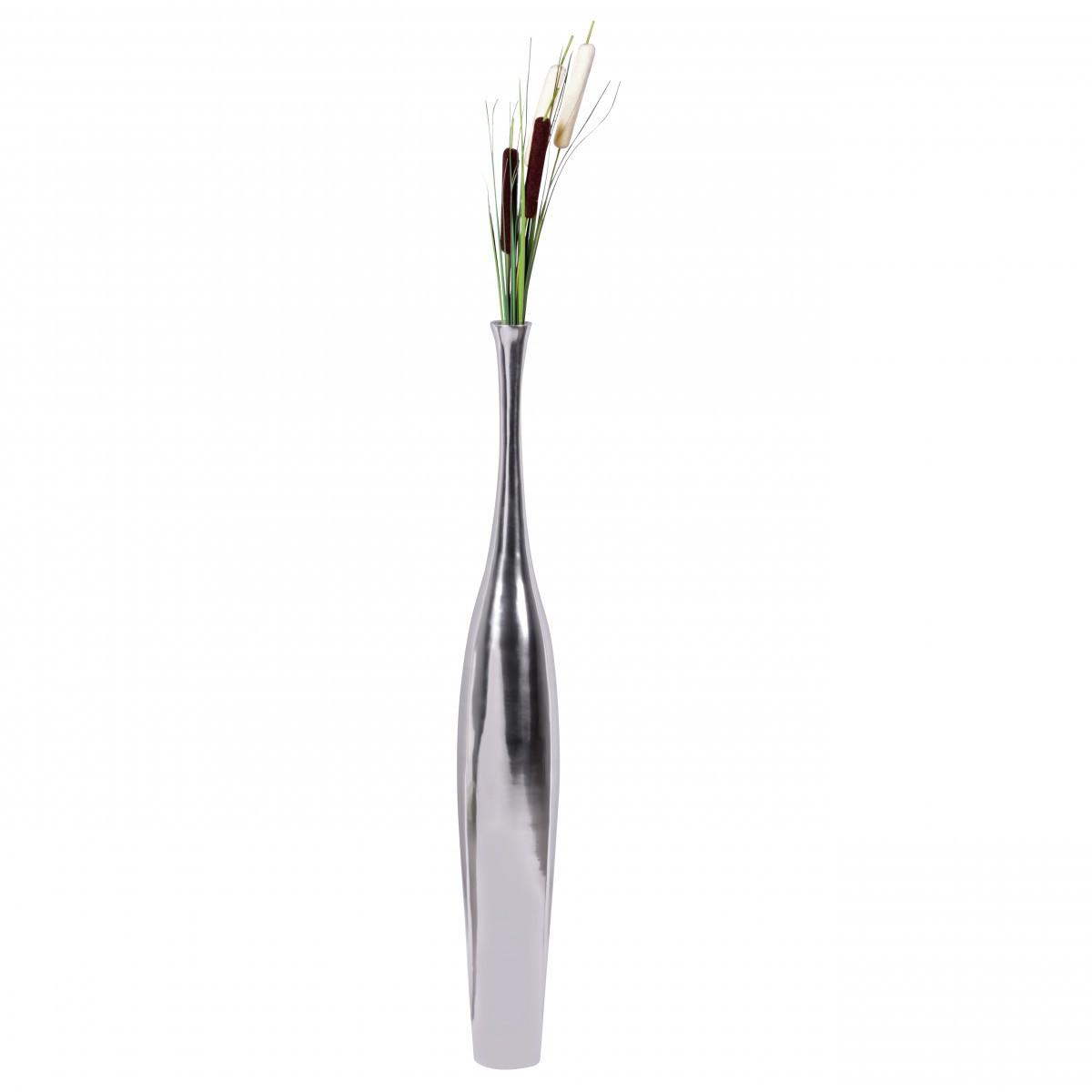 VASE Aluminium Modern Stil Modell BOTTLE S Silber mit einer Öffnung - Silberfarben, Metall (100cm) - KADIMA DESIGN