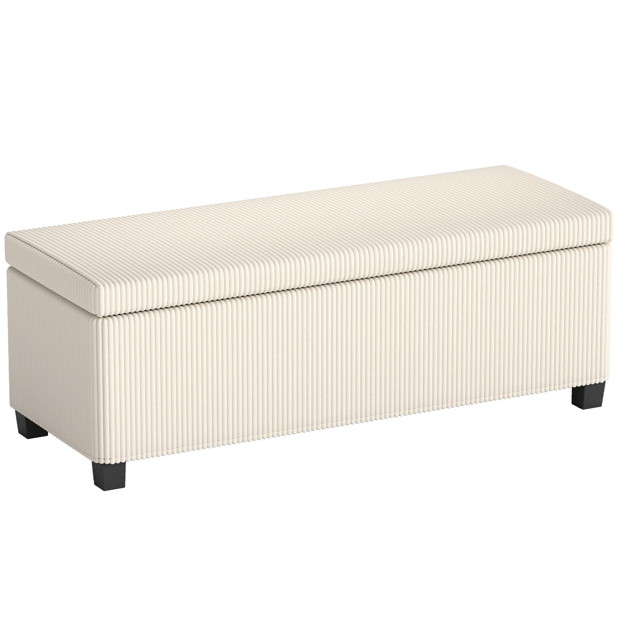 TRUHENBANK mit Cord-Optik, Stahlbeine, Beige - Beige, Metall (42/40/112cm) - HOMCOM