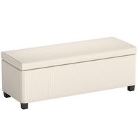 TRUHENBANK mit Cord-Optik, Stahlbeine, Beige - Beige, Metall (42/40/112cm) - HOMCOM