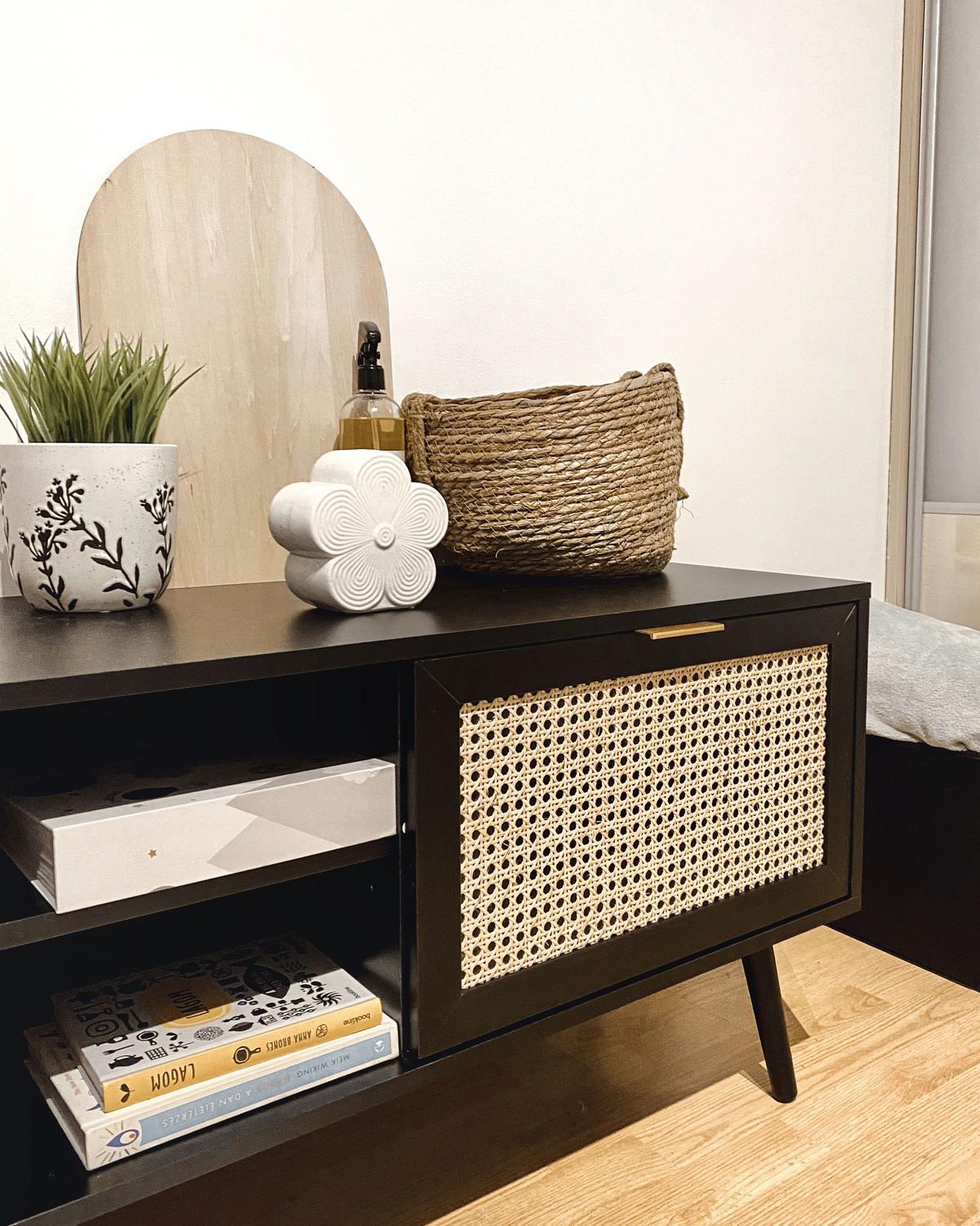 TV-MÖBEL Schwarz/Beige Opoco - Beige/Schwarz, Holzwerkstoff (150/52/40cm) - Beliani