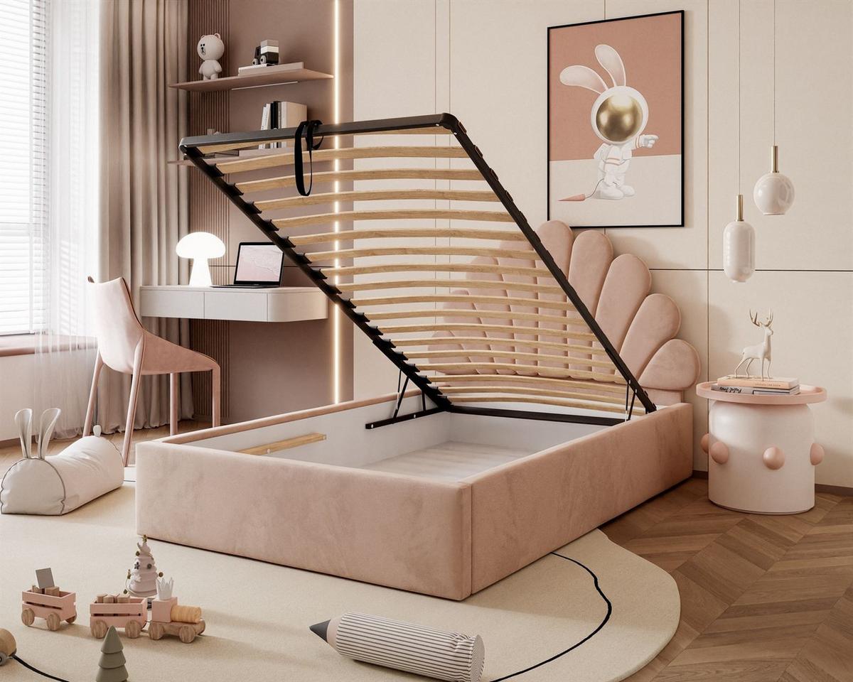 POLSTERBETT ASHLEY mit Bettkasten 180x200 cm, Stoff: Magic Velvet 2253 - Rosa, Textil - Lookway