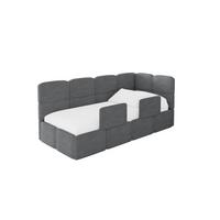 EINZELLBETT Jugendbett mit Bettkasten, Links - KIVY 90x200 Dunkelgrau - Dunkelgrau, Holzwerkstoff/Textil (90/200cm) - ALTDECOR