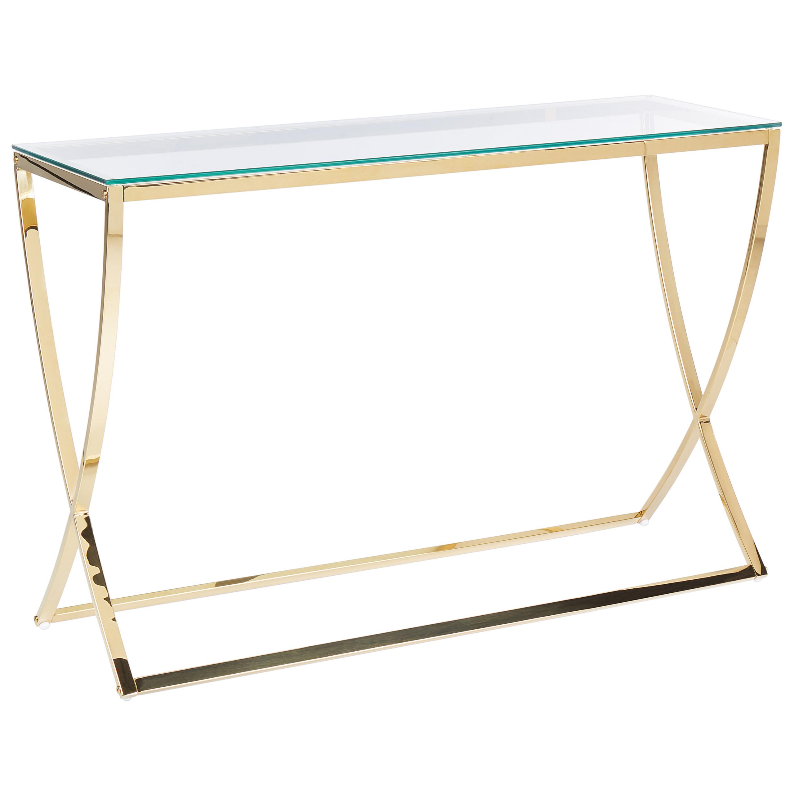 KONSOLENTISCH Glas/Edelstahl gold 120/40 cm Ringgold - Goldfarben, Metall (120/40/80cm) - Beliani