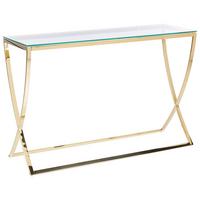 KONSOLENTISCH Glas/Edelstahl gold 120/40 cm Ringgold - Goldfarben, Metall (120/40/80cm) - Beliani
