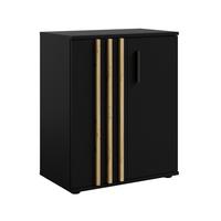 SIDEBOARD Turell 2D Schwarz 60/73/35 cm – Kommode Schmal mit Lamellen - Schwarz, Holzwerkstoff/Kunststoff (60/73/35cm) - AX Living