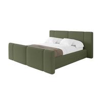 POLSTERBETT mit Bettkasten, Fußteil und Lattenrost, Bett mit Matratze H3/H4 - TEVO-Z 140x200 Grün - Olivgrün, Holzwerkstoff/Textil (140/200cm) - ALTDECOR