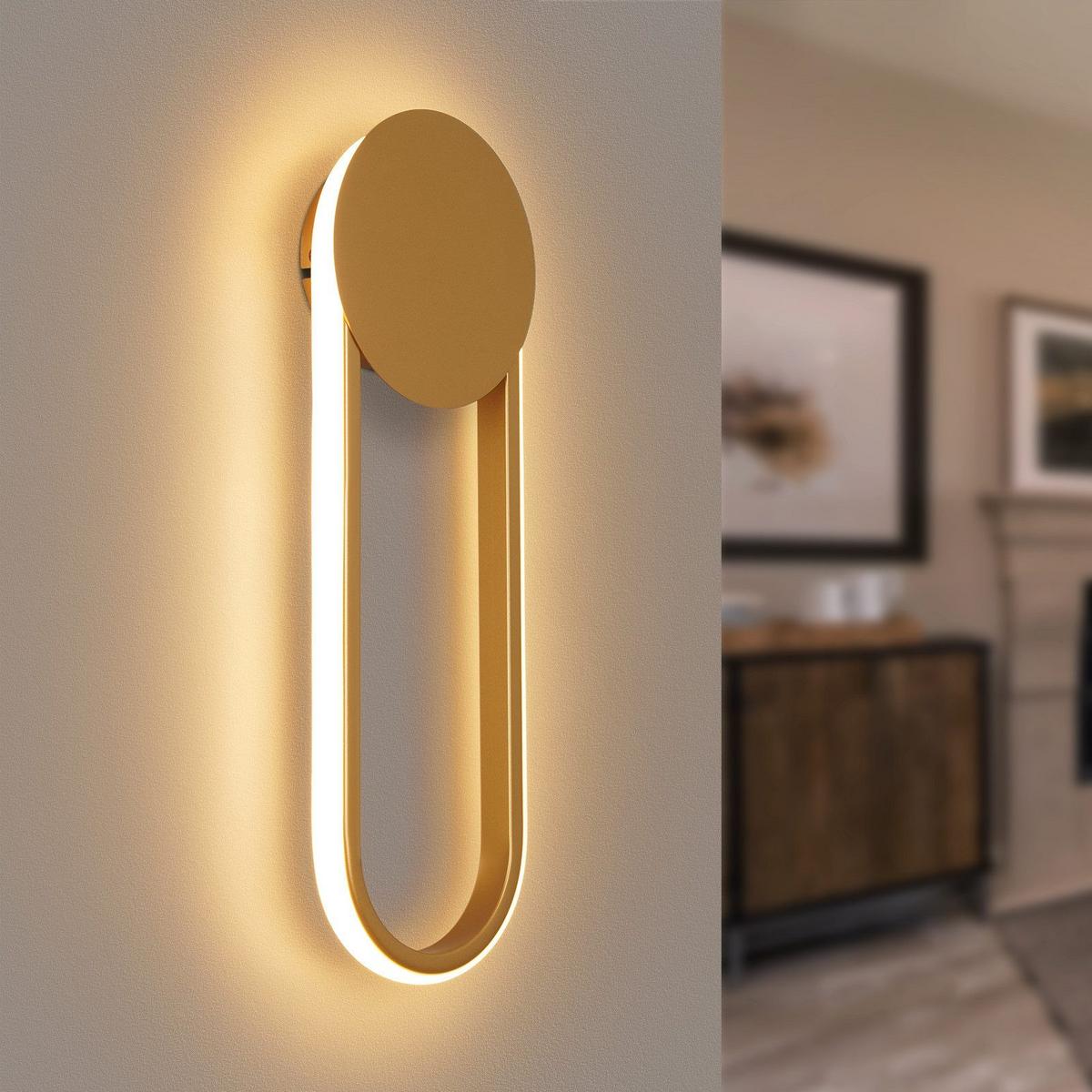 LED WANDLEUCHTE FRANKFURT II 41.5/14/4 cm - Goldfarben, Metall (14/4/41.5cm) - Nettlife