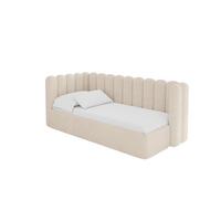 EINZELLBETT Jugendbett mit Bettkasten und Matratze H3/H4, Rechts - HUGY 100x200 Beige - Creme, Holzwerkstoff/Textil (100/200cm) - ALTDECOR