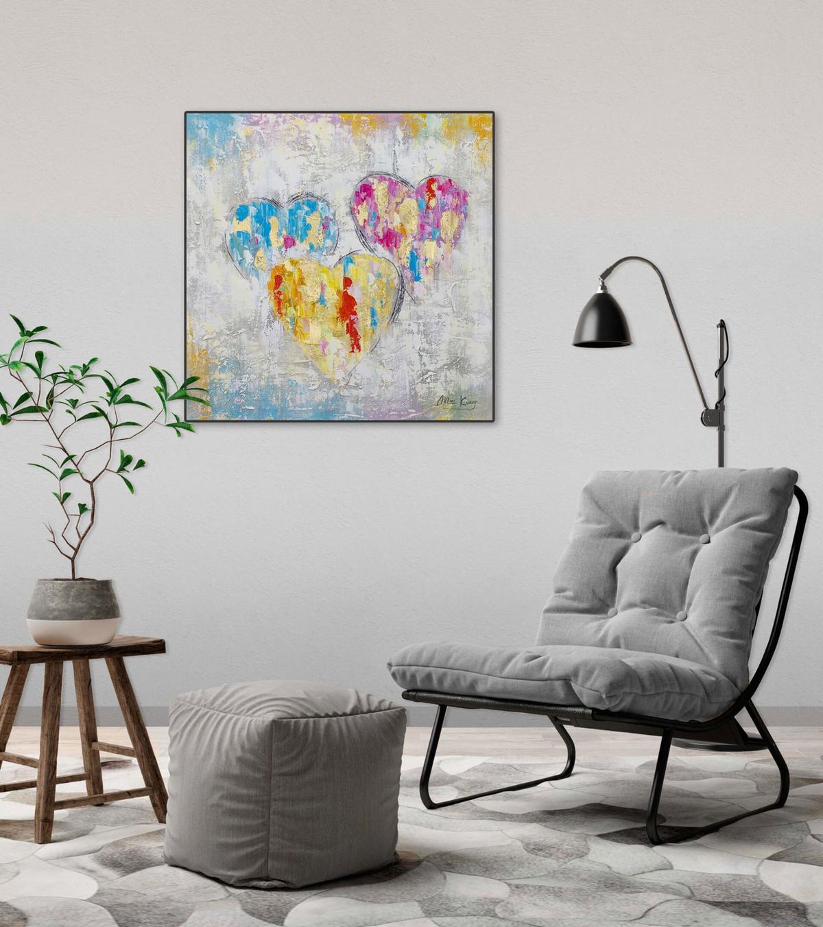 ACRYLBILD HANDGEMALT 60/60 cm - Multicolor/Grau, Holz/Textil (60/60cm) - KUNSTLOFT