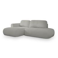 ECKSOFA NUVIRA L-S Hellgrau Boucle-Stoff mit Schlaffunktion - Hellgrau, Holz (279/158cm) - MASSENO