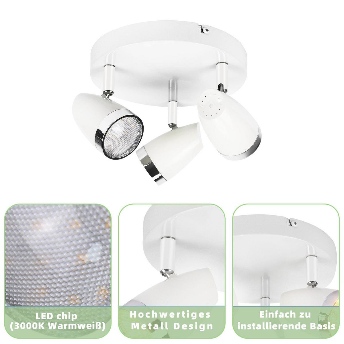 LED-DECKENSTRAHLER Leggett 3-flammig 60/15.5/19cm - Weiß, Metall (60/15.5/19cm) - Nettlife