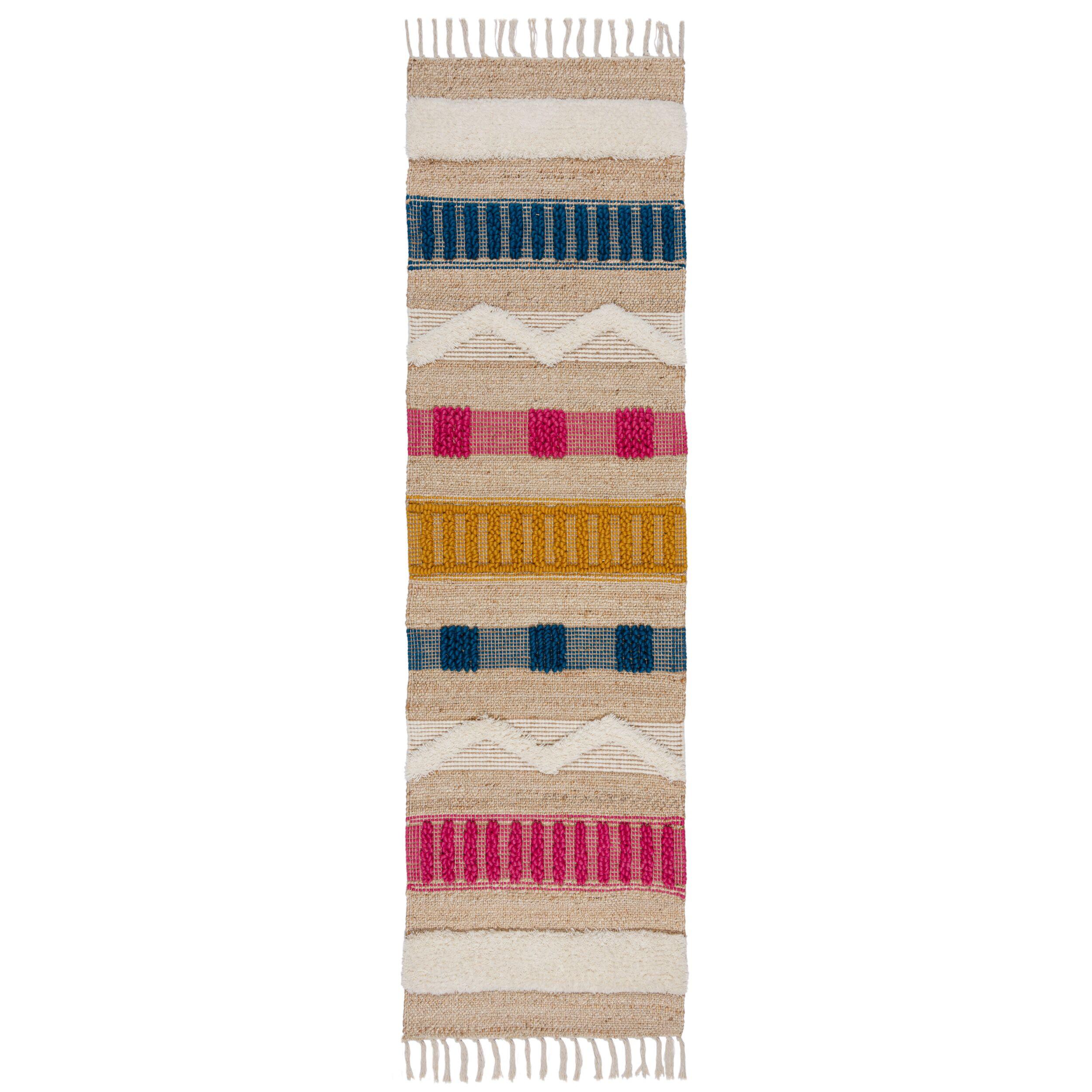 TEPPICH aus Jute handgewebt WHARFE in Bunt, geometrisch, 60 x 230 cm - Multicolor, Textil (230/60cm) - KADIMA DESIGN
