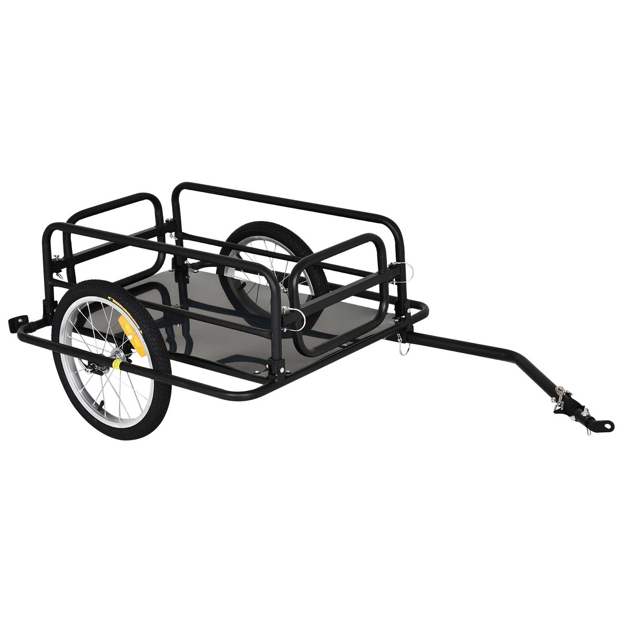 FAHRRADANHÄNGER Lastenanhänger für Fahrrad 40 kg Belastbarkeit Stahl - Schwarz, Metall (71.5/49/139cm) - HOMCOM