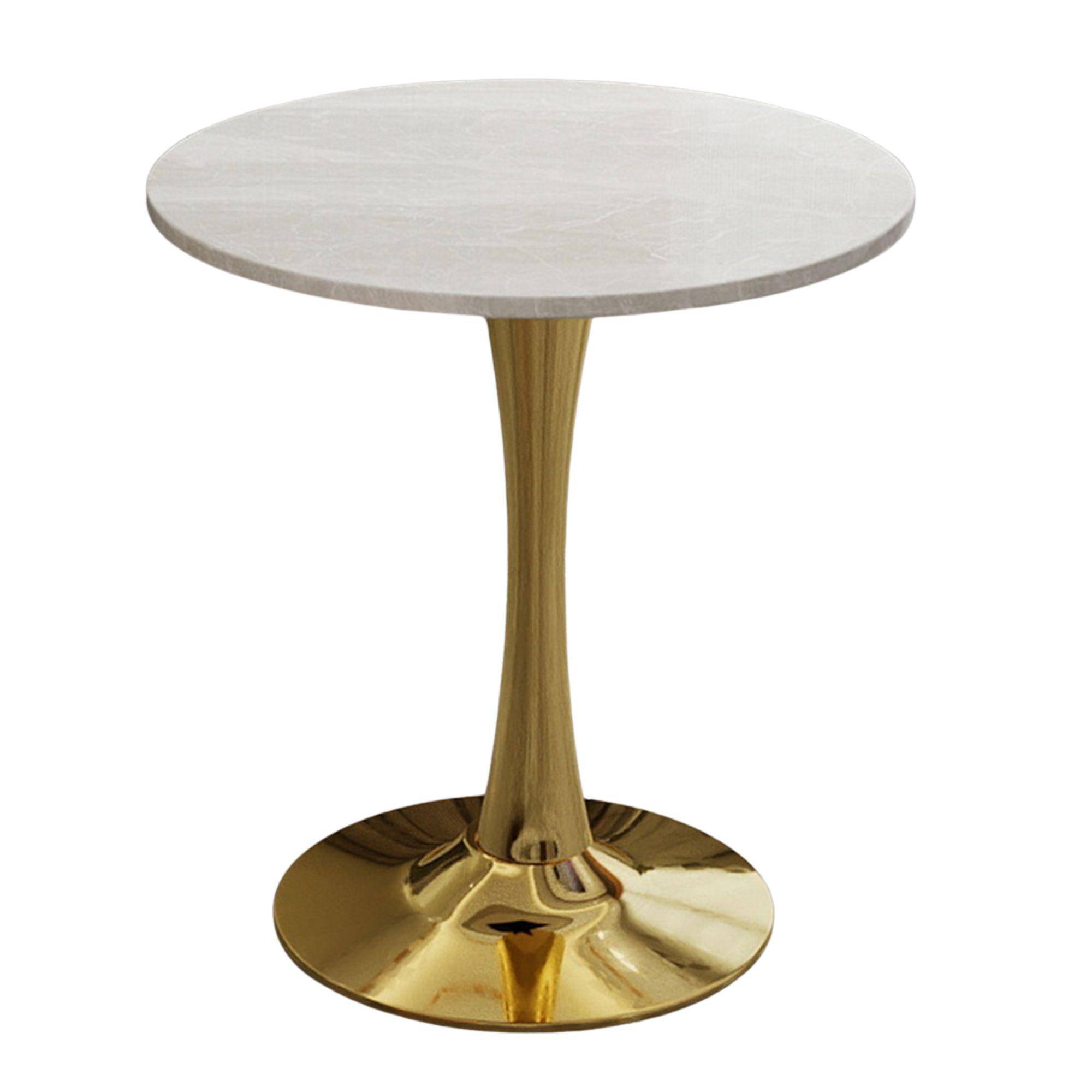 ESSZIMMERTISCH Marmor-Optik & Gold runder Bistrotisch für 2-4 Personen - Weiß, Holzwerkstoff (70/70/72cm) - Urban Meuble