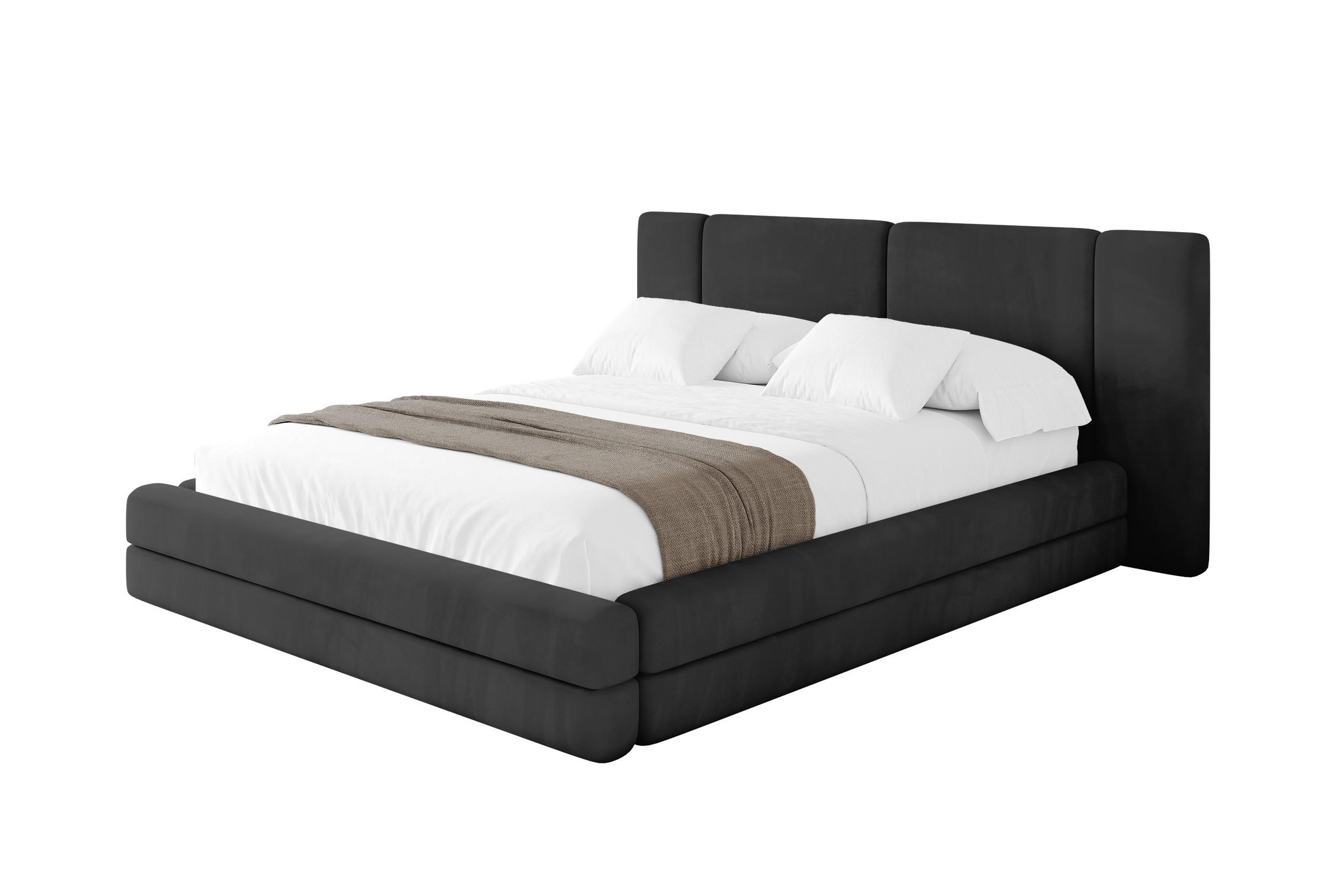 POLSTERBETT mit Bettkasten und Lattenrost, Boxbett ohne Matratze - TEVO 140x200 Schwarz - Schwarz, Holzwerkstoff/Textil (140/200cm) - ALTDECOR