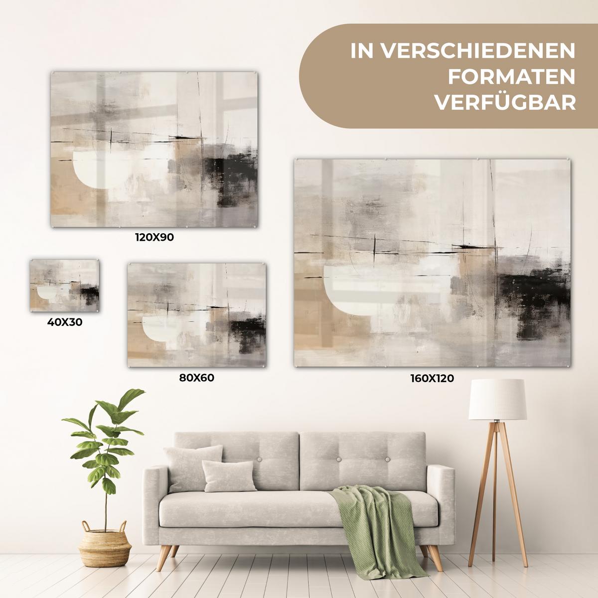 ACRYLGLASBILD Abstrakt - Kunst - Grau 80x60 cm - Hellgrau, Glas (80/60cm) - MuchoWow