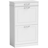 SCHUHSCHRANK MDF Weiß - Weiß/Nickelfarben, Holzwerkstoff/Metall (26.5/89/53cm) - HOMCOM