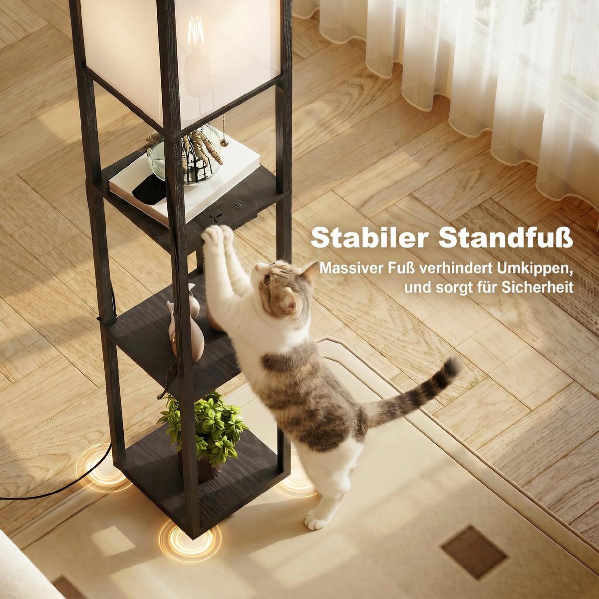 STEHLAMPE Schwarz - Schwarz, Holzwerkstoff (26/26/161cm) - HOMCOM