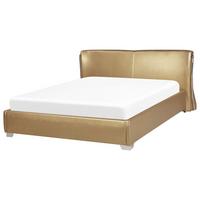 LEDERBETT 160/200cm Gold Paris - Goldfarben, Leder (160/200cm) - Beliani