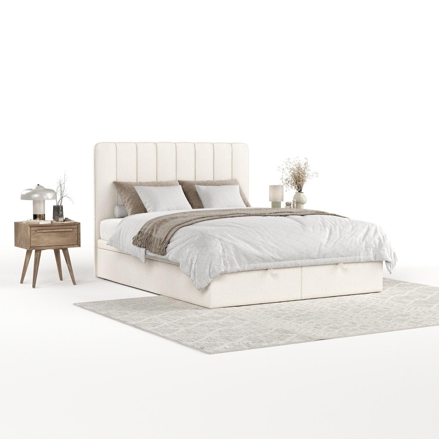 POLSTERBETT Vienna mit Stauraum 200/200 cm Creme im Alta Stoff - Creme/Schwarz, Holz/Holzwerkstoff (200/200cm) - AltaBeds