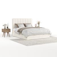 POLSTERBETT Vienna mit Stauraum 120/200 cm Creme im Alta Stoff - Creme/Schwarz, Holz/Holzwerkstoff (120/200cm) - AltaBeds