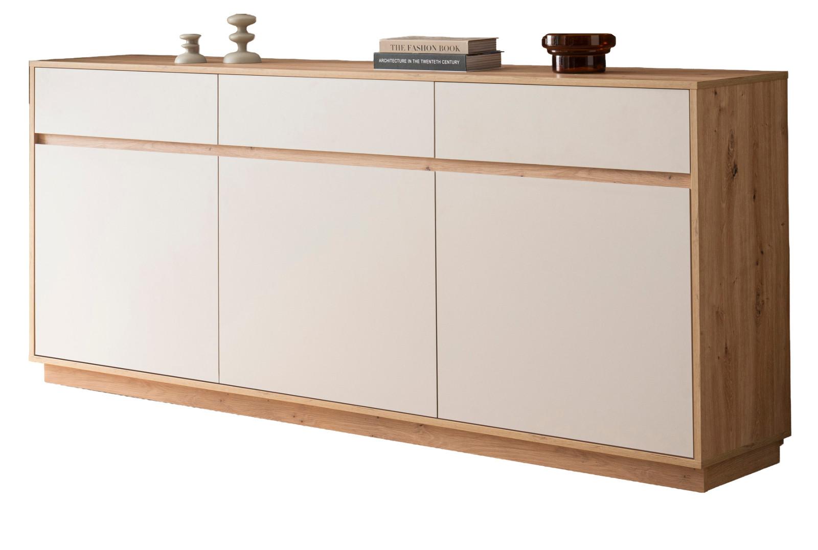 SIDEBOARD Kaschmir, Eiche Artisan 202 x 89 cm, Kommode mit Soft-Close - Kaschmir/Eiche Artisan, Holzwerkstoff/Metall (202/89/40cm) - Furn.Design