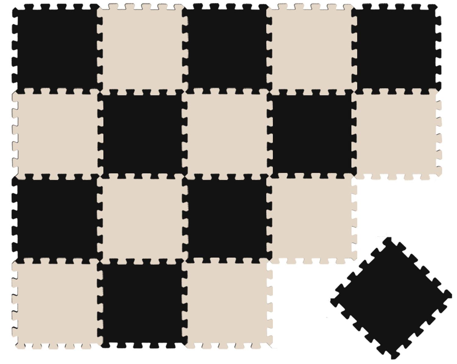 SPIELMATTE ab Null - 180/90/1 cm Puzzlematte Beige - Beige/Schwarz, Kunststoff (30/30cm) - Littletom