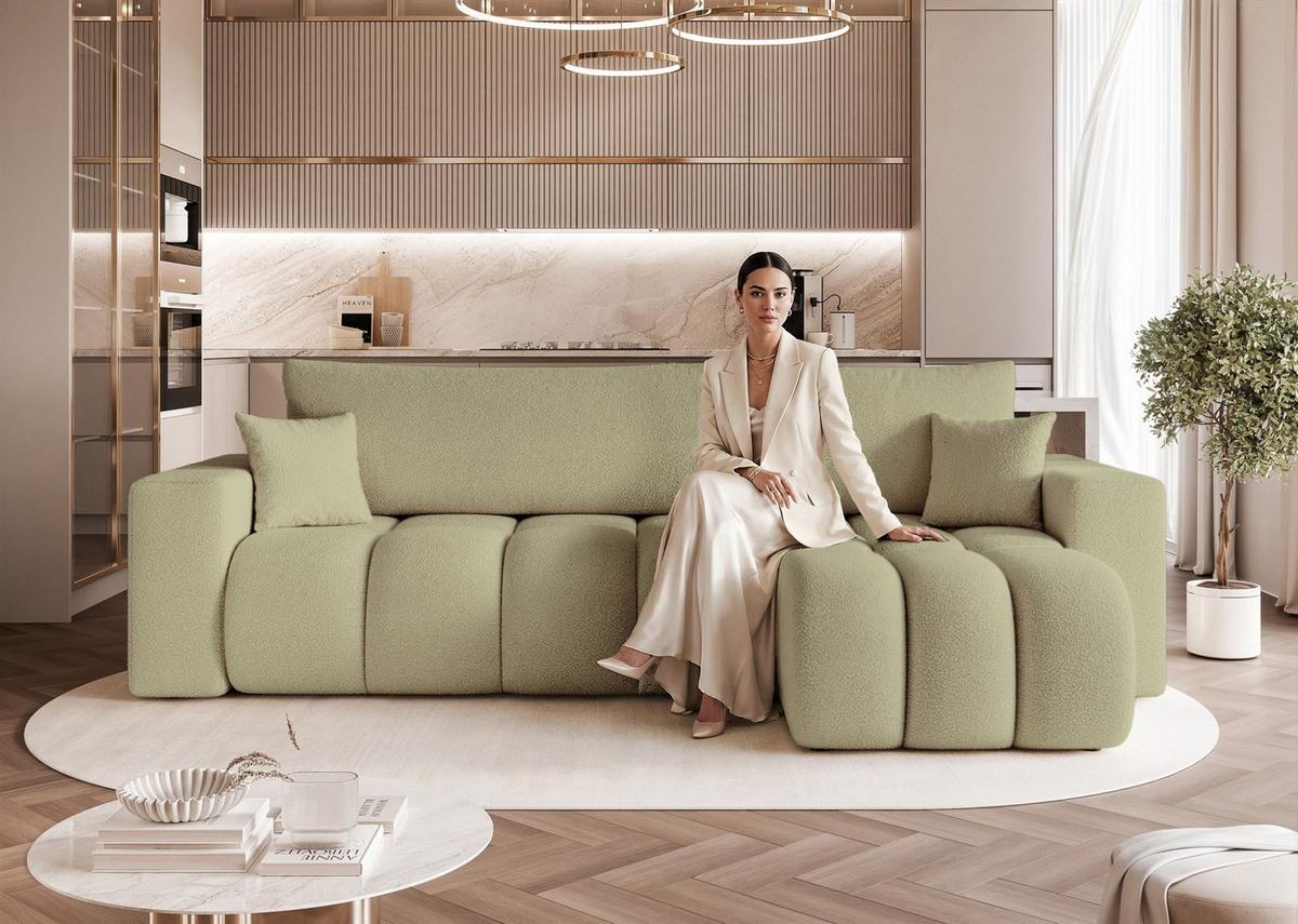 ECKSOFA Anabel Mit Schlaffunktion - Grün, Holzwerkstoff/Textil (145/248cm) - Fun Möbel