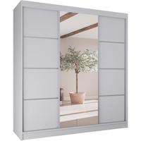 SCHWEBETÜRENSCHRANK Vilo II 200/61/215 weiß+silber - Silberfarben/Weiß, Holzwerkstoff (200/215/61cm) - Beautysofa