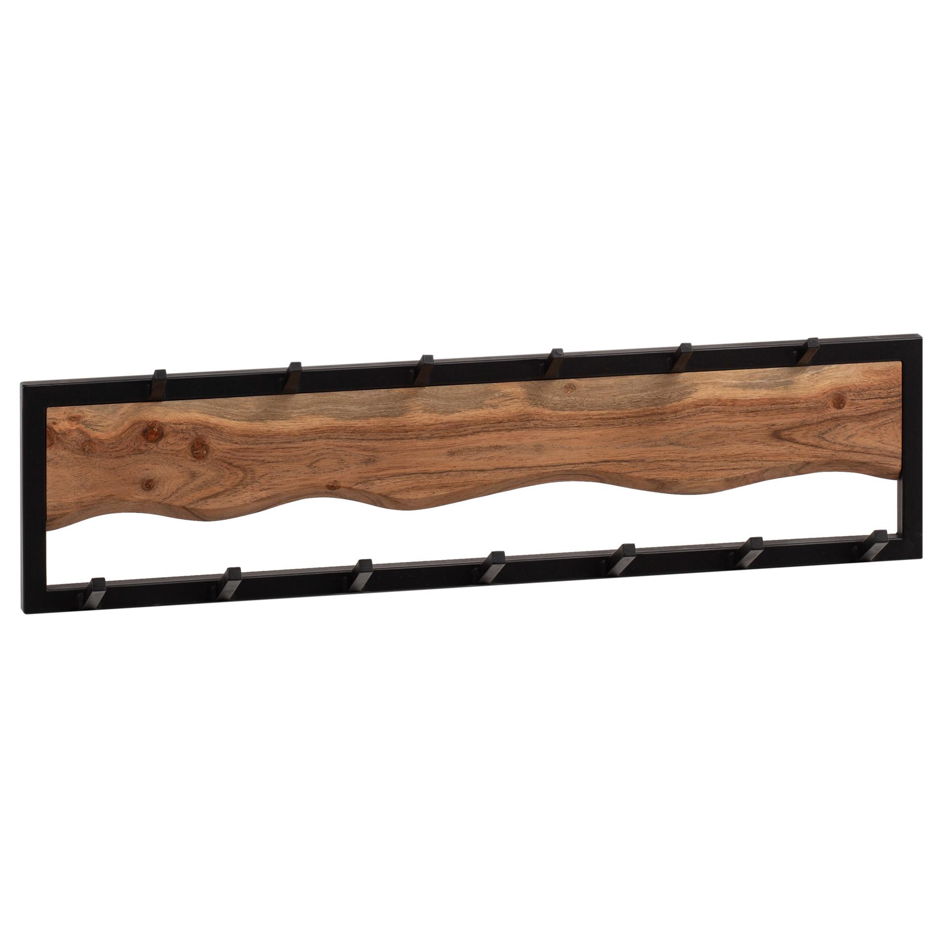 WANDGARDEROBE Akazie Massivholz Metall Modern 80x20x8 cm mit Wellenmuster - Akaziefarben, Holz (80/22/8cm) - KADIMA DESIGN