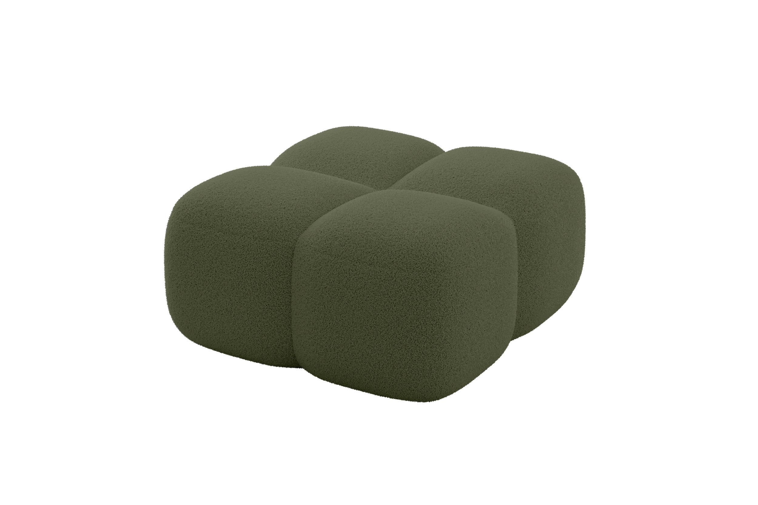 POUF Miko-Puf 90x90x45 cm Grün Bouclé Modular Sitzhocker - Smaragdgrün/Schwarz, Holzwerkstoff/Kunststoff (90/43/90cm) - ALTDECOR