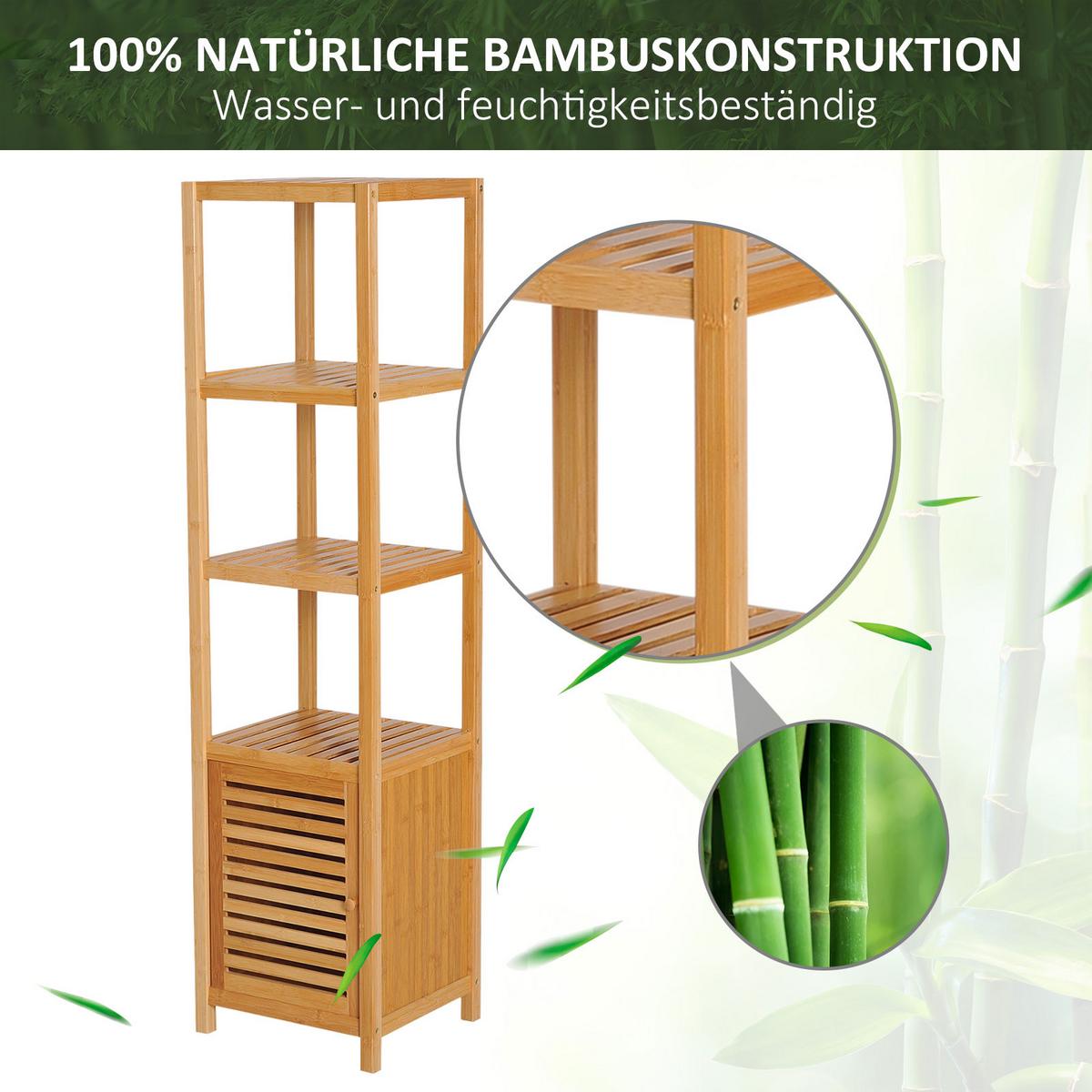 BADSCHRANK - Naturfarben, Holzwerkstoff (33/140/36cm) - HOMCOM