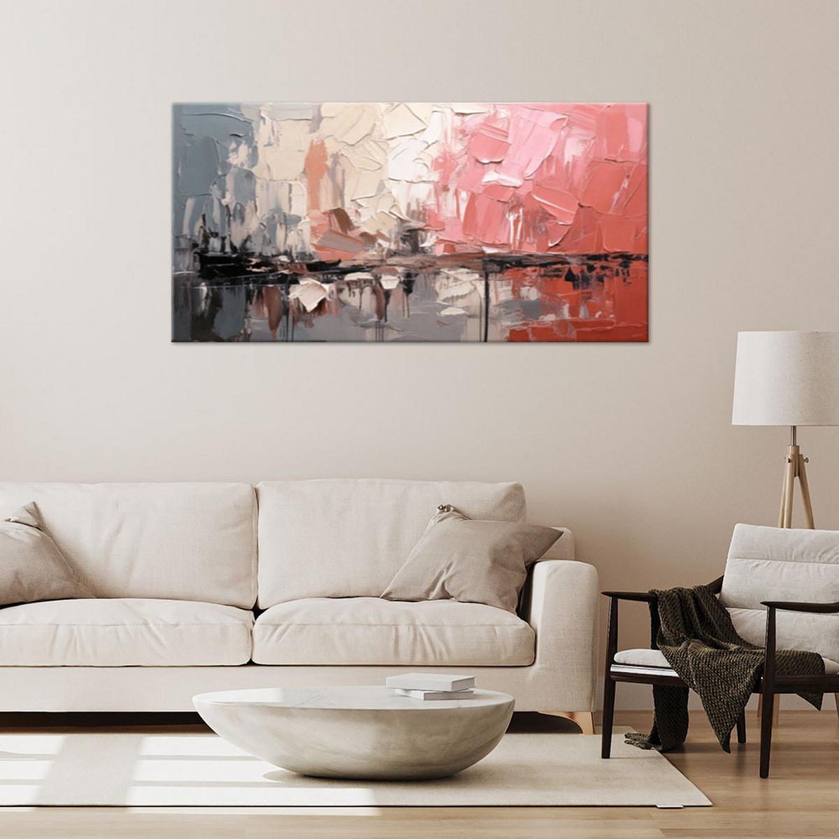 LEINWANDBILD Abstrakte Komposition Rosa 120x60cm - Rosa, Textil (120/60cm) - Feeby